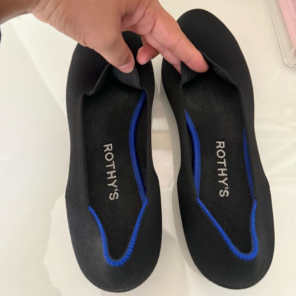 Rothy's Black Flats with Blue Trim - Picture 11 of 12
